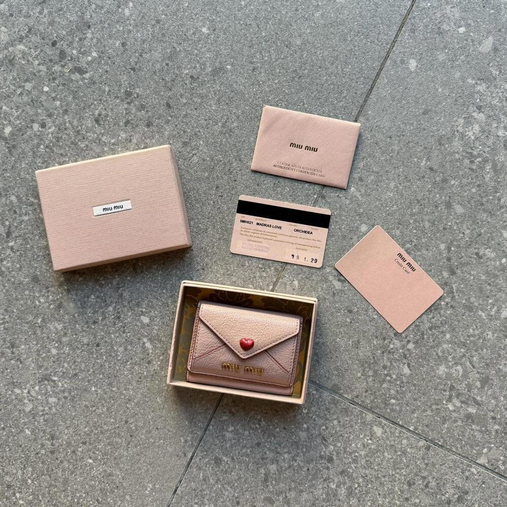 Miu Miu Pink Love Letter Trifold Wallet